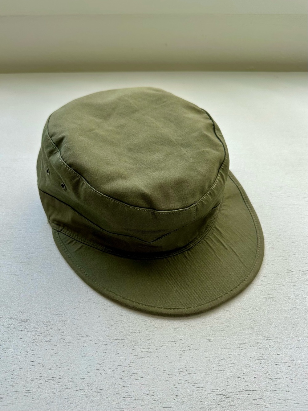US Army WWII M1943 field cap size 7 olive green cotton wool panel laundry mark